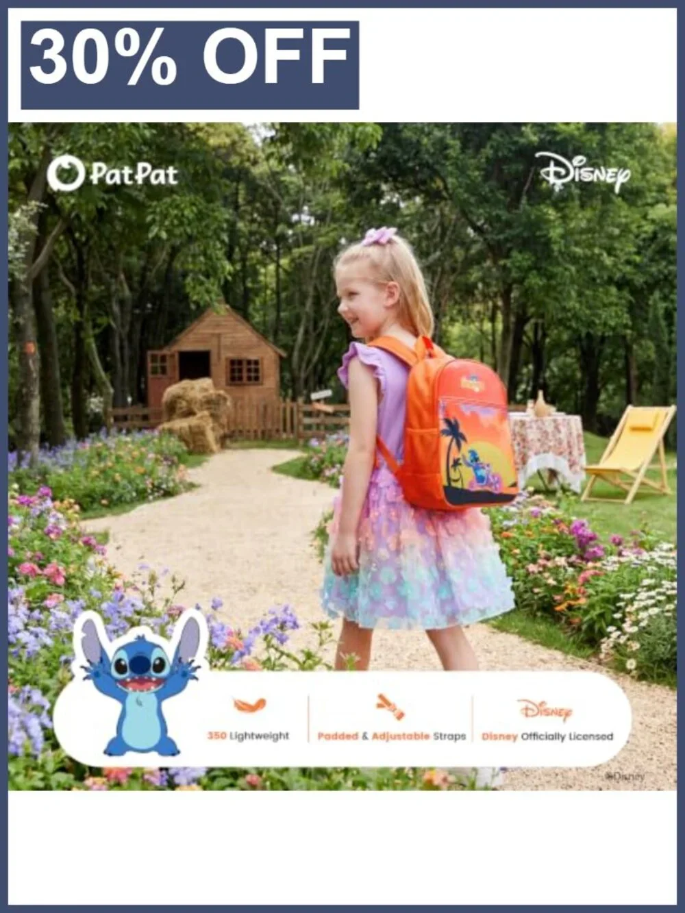 Kids Disney Stitch Backpack 12L Lightweight School Daypack with Chest Buckle